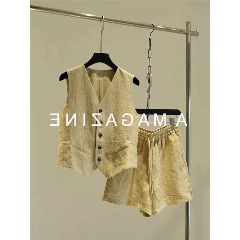 300斤加大码夏季高级感麦穗人字纹时尚套装男马甲短裤小众两件套2