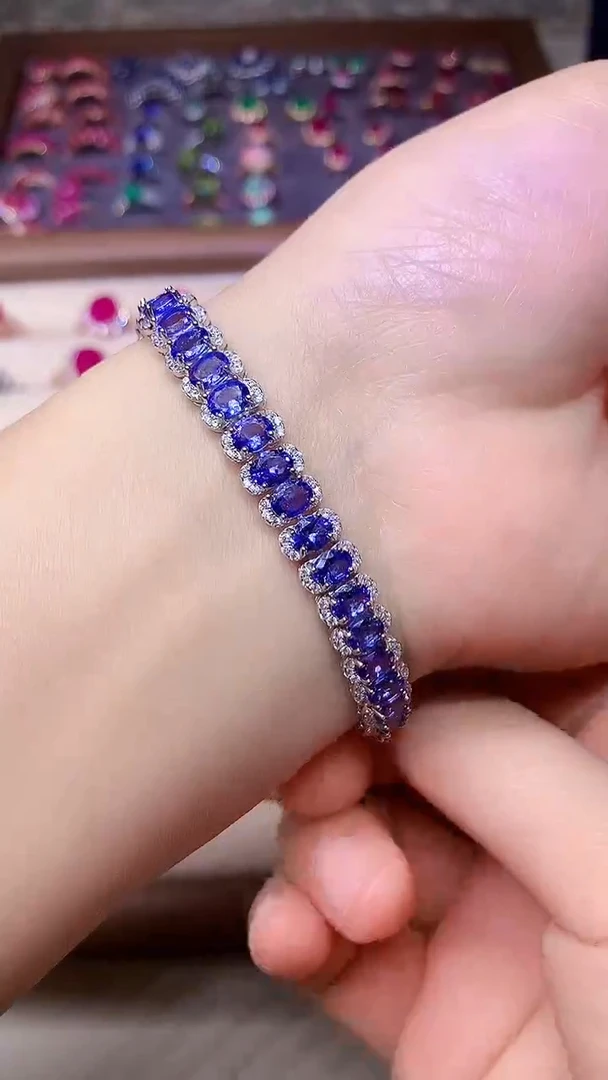 【闪购商品】坦桑石手链银S925镶嵌....