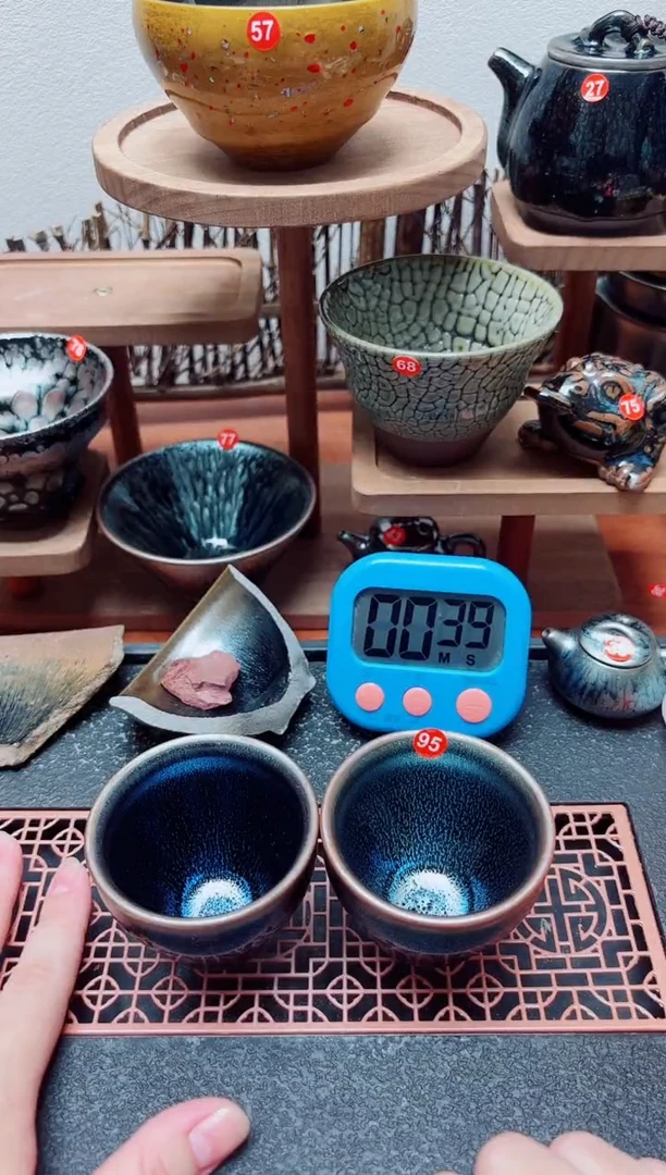 茶盏༺****༻95号2个建盏工匠茶器