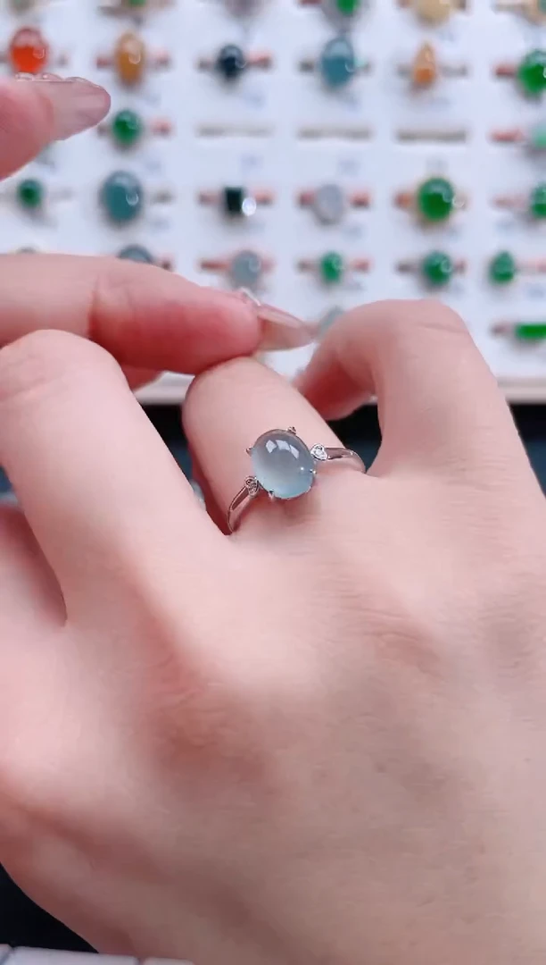 银S925镶嵌戒指翡翠天然翡翠