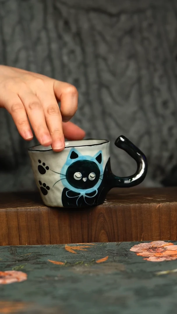 杯釉下彩手工手绘同款陶器