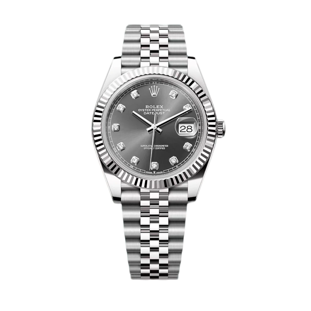 99新 Rolex/劳力士 日志灰盘钻刻/41mm/126334-0006/狗牙圈五珠带