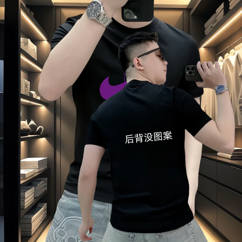 美式重磅潮款圆领短袖百搭修身男士T恤夏季潮流印花半袖韩版上衣