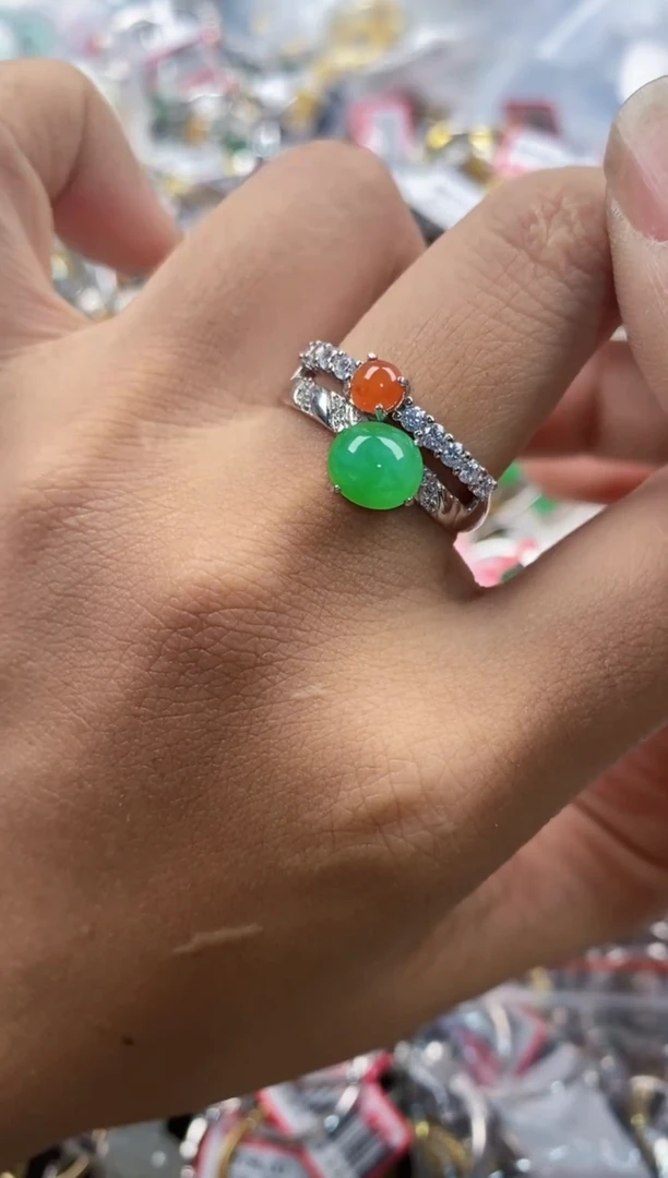 银S925镶嵌戒指翡翠444                 6