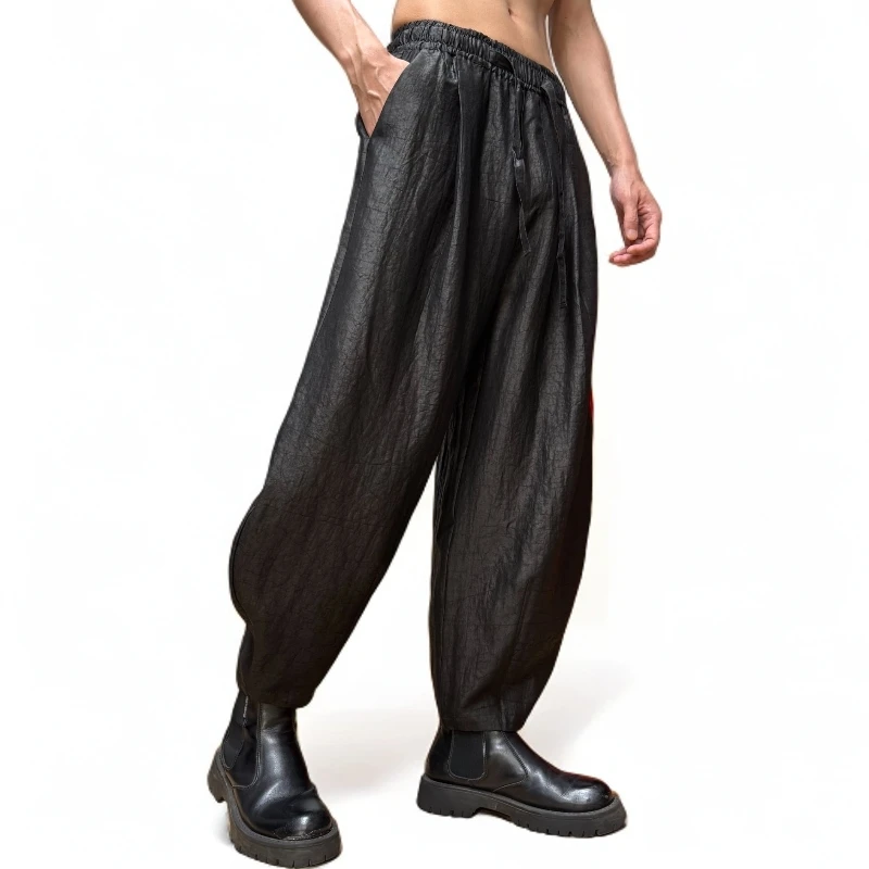 驭风行 - 桑蚕丝黑龟香云纱！新中式国风宽松透气显瘦休闲镰刀裤