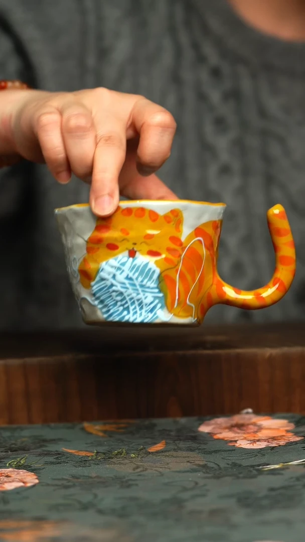 杯釉下彩手工手绘同款陶器