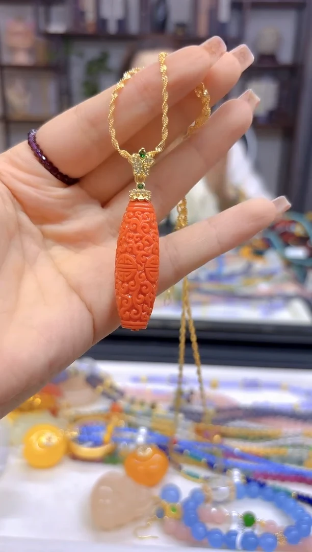 玛瑙/玉髓吊坠(赠链)银S925镀金镶嵌DIY款D129