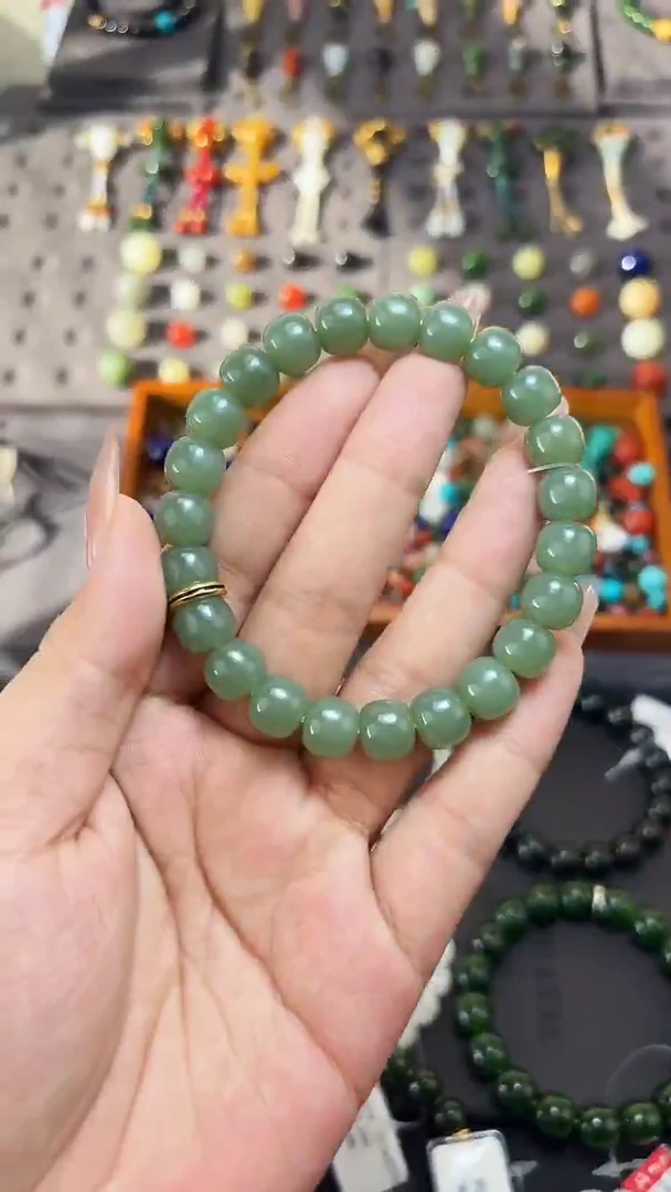 未镶嵌和田玉挂件粉青老型手串 藏物系列