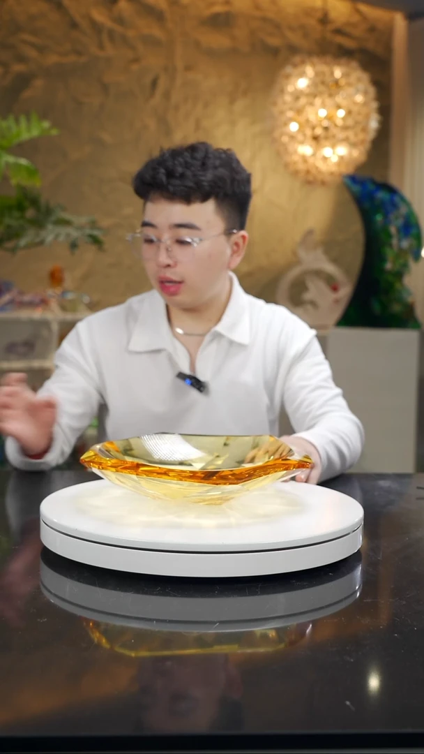 手工艺品琉璃不规则边缘琥珀金果盘