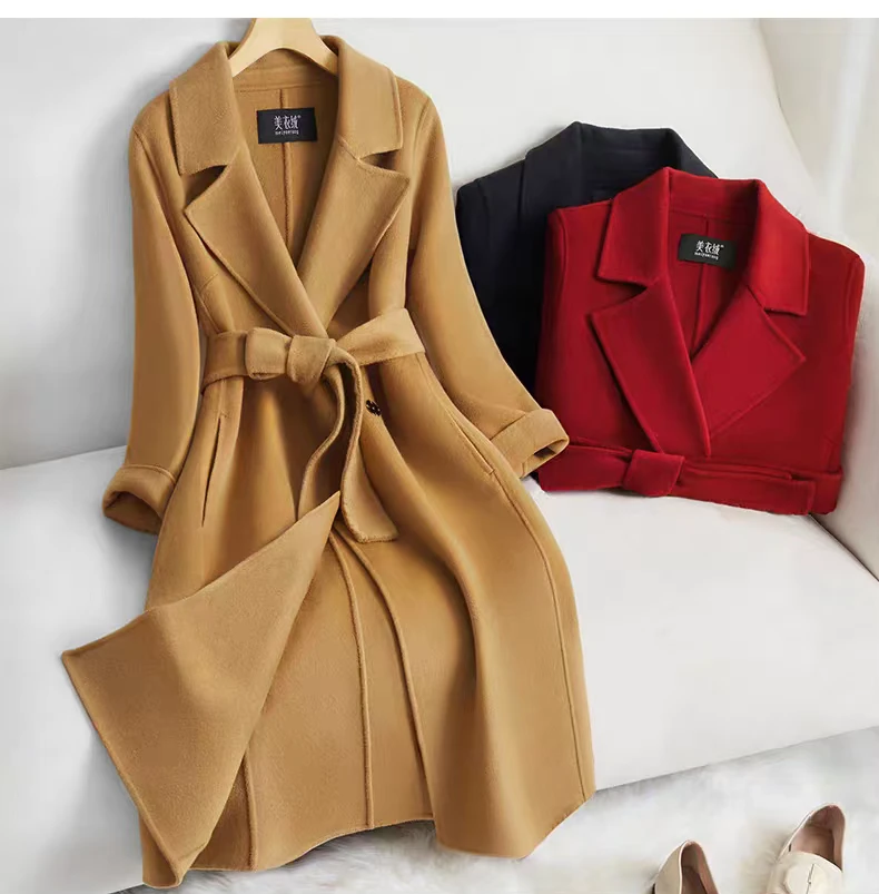 福利款长款毛呢外套