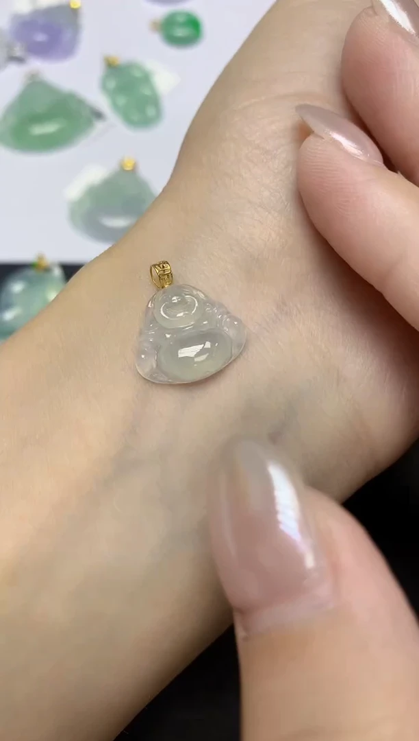 翡翠18K金镶嵌颈饰天然缅甸翡翠A货百元以上9元证书费自理