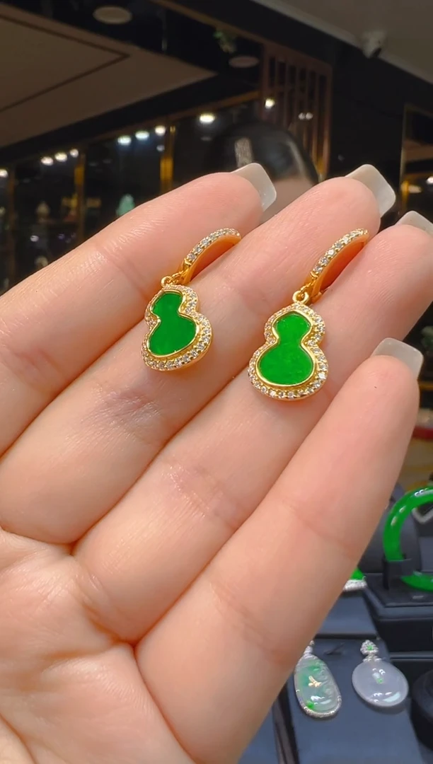 银S925镶嵌翡翠耳饰085（多样性发其一）