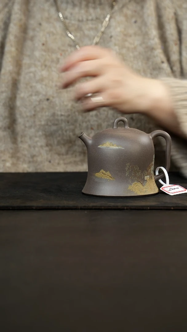 茶壶紫砂壶小生天青井栏泥绘泥绘260cc