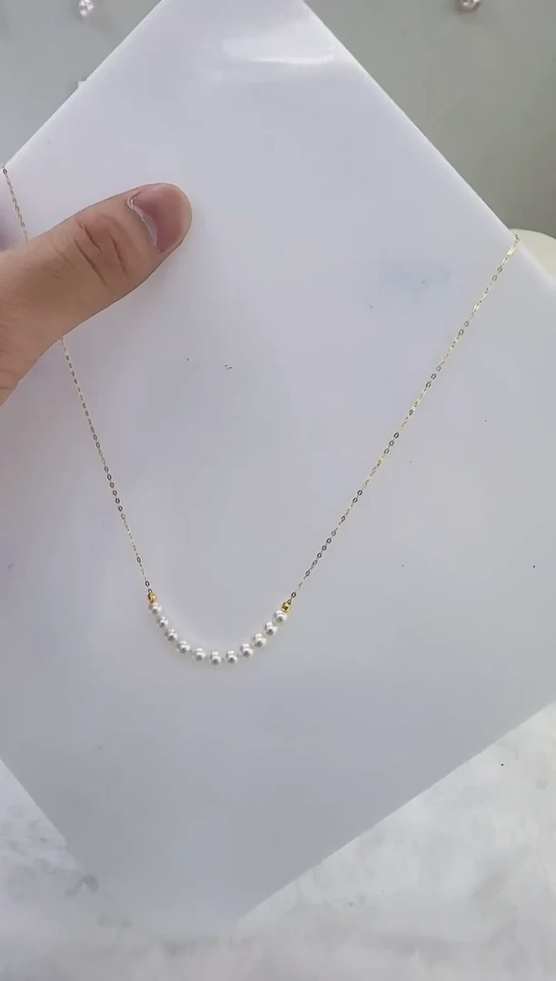 银S925镶嵌淡水珍珠DA珍珠微笑链4-5 a615