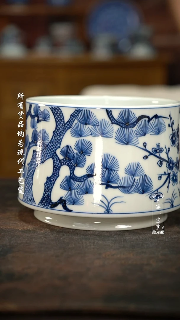 微瑕  福利高温手绘现代瓷  松竹梅800~1000c水洗
