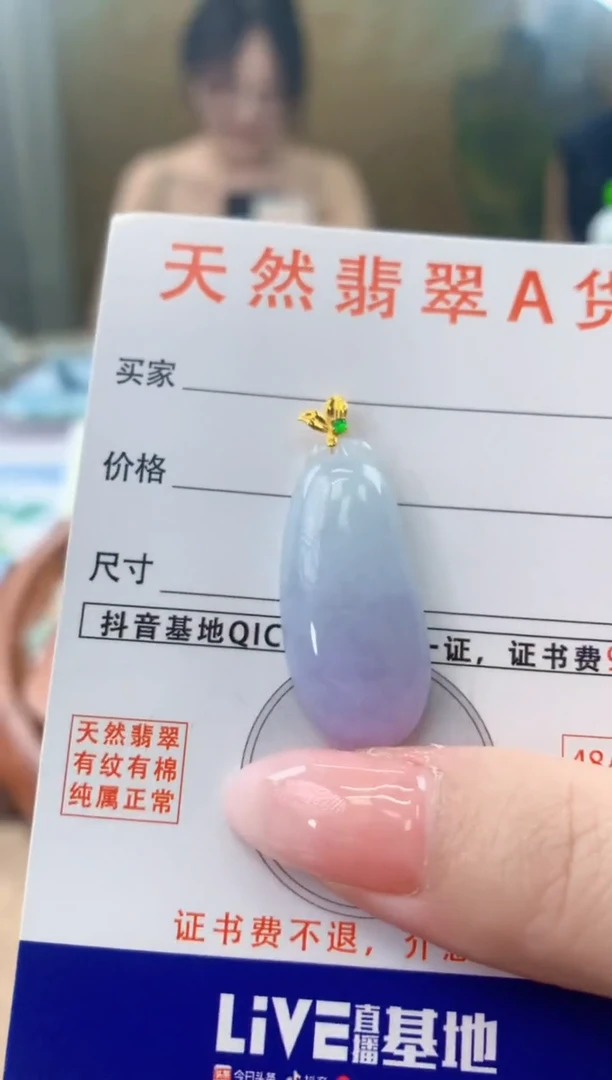颈饰18K金镶嵌翡翠天然A货翡翠挂件
