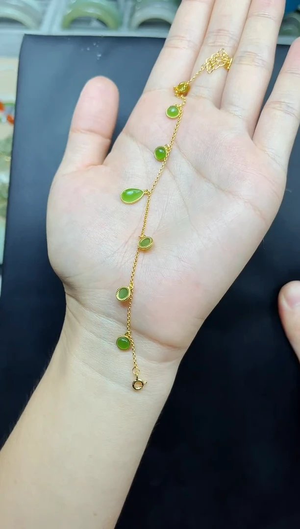 手链银S925镶嵌和田玉E****c碧玉手链06