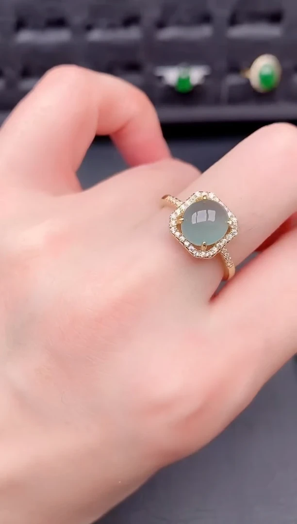 银S925镶嵌戒指翡翠天然a货翡翠175