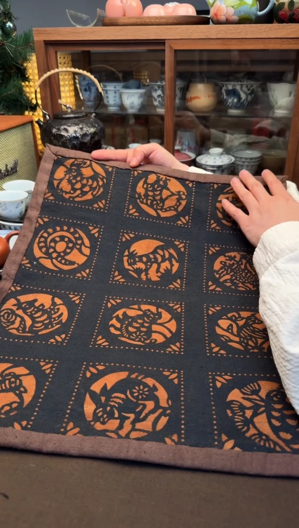 【闪购商品】织绣Cici手作刺子绣植物染茶席-335