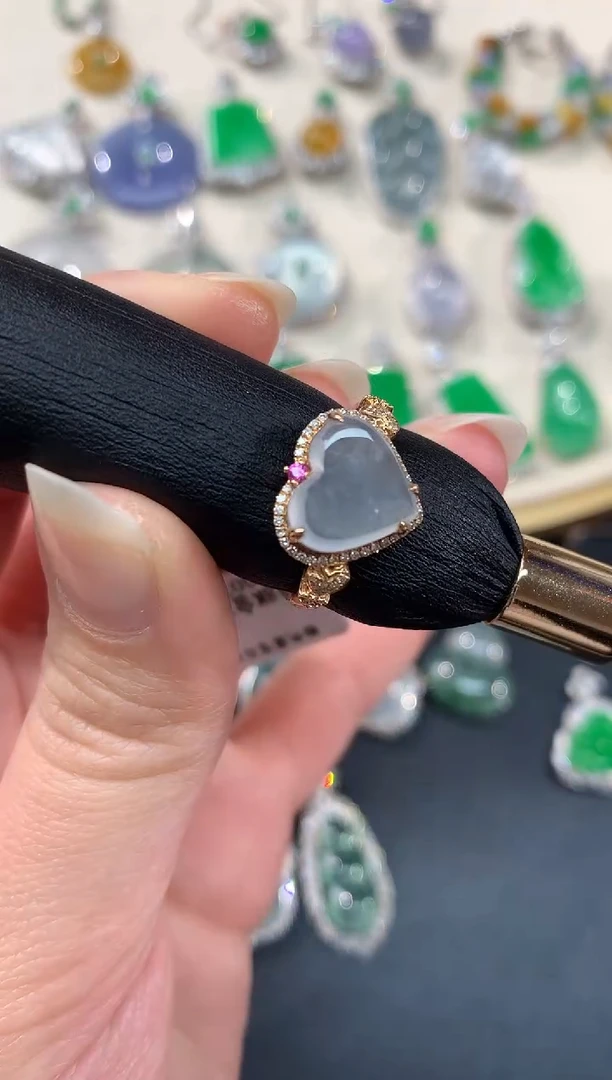 【闪购商品】翡翠戒指18K金镶嵌戒指A03|3500