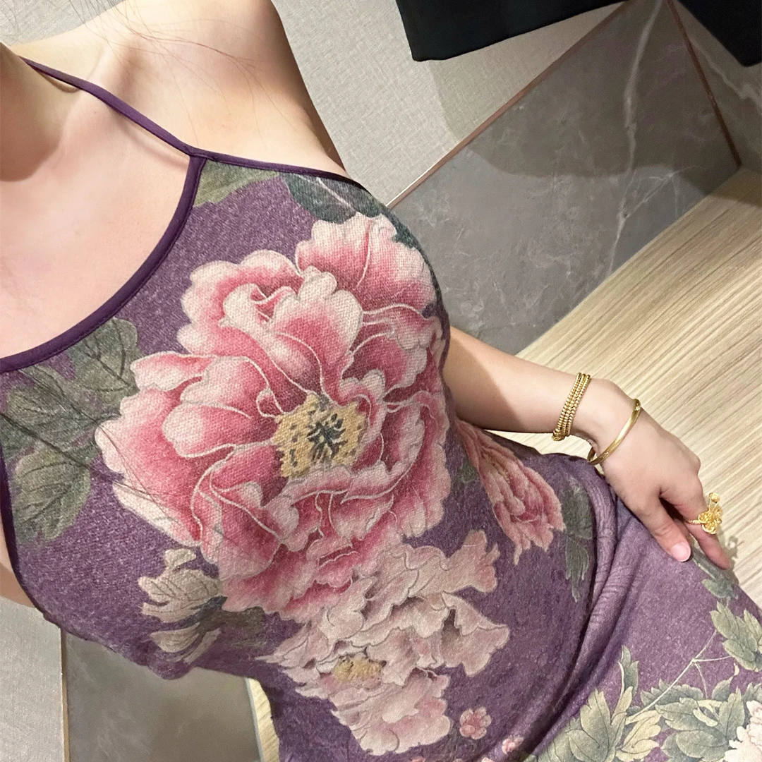 LHMknk1画报夫人春夏定位花肚兜连衣裙薄款牡丹之妖 特价不退不换