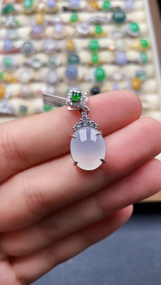 颈饰银S925镶嵌翡翠112