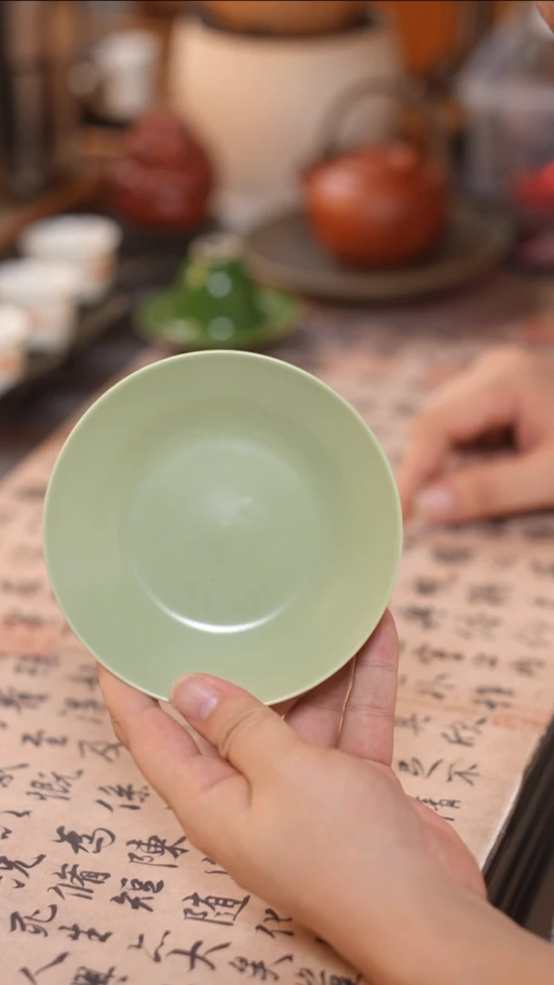 茶具Z苏打烧豆绿高足茶点盘