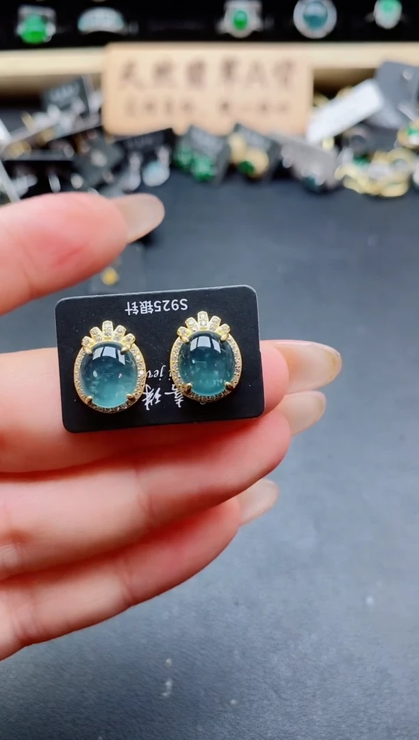 银S925镶嵌戒指翡翠1