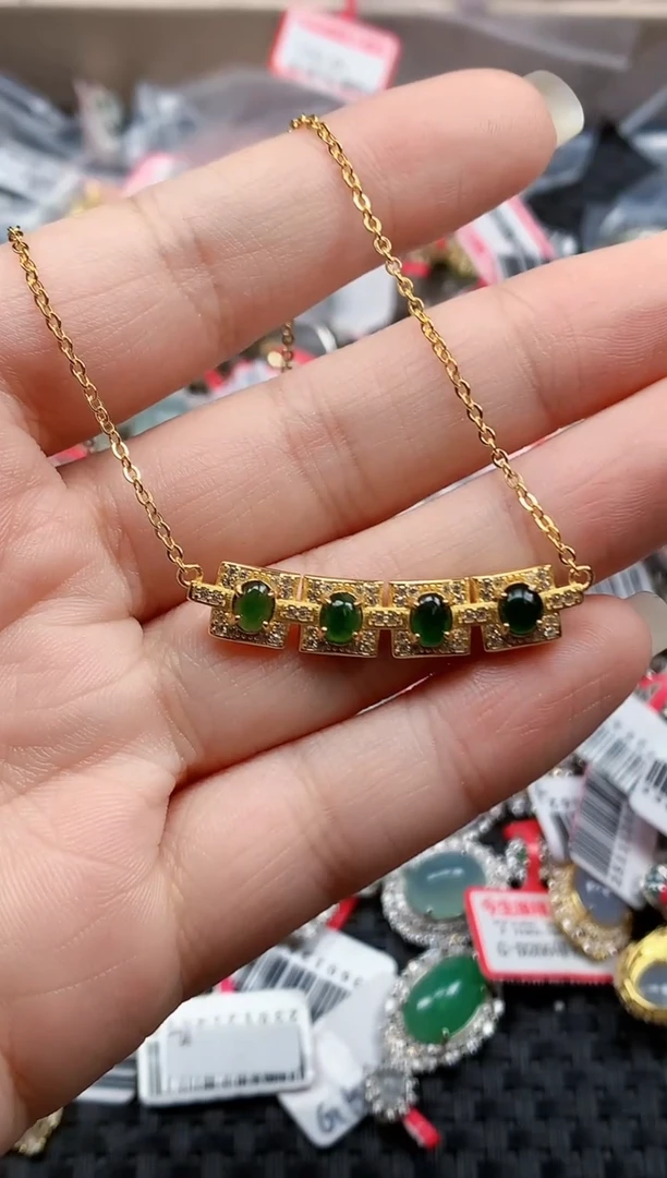 银S925镶嵌戒指翡翠天然A货缅甸翡翠