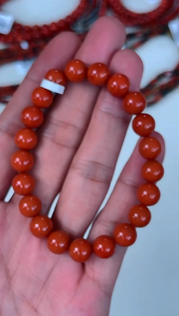 手链未镶嵌南红玛瑙满色肉瓦西柿子红单圈A06