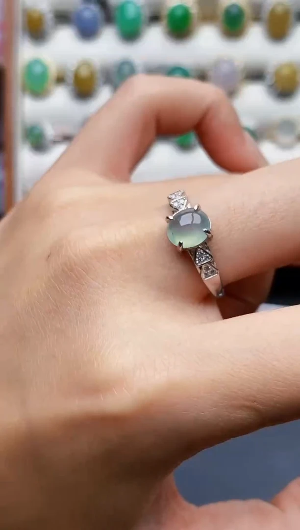 银S925镶嵌戒指翡翠0672