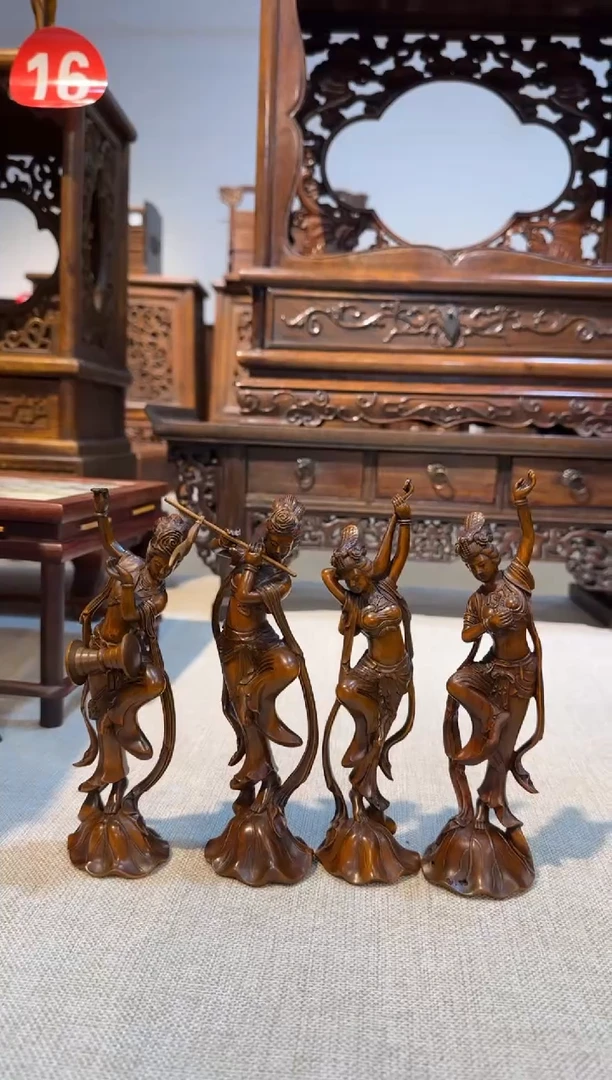 【闪购商品】木小叶黄杨   四飞天美女   工艺品