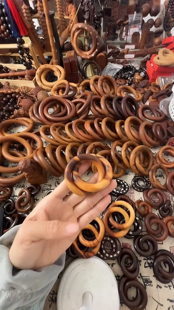 枣木只****晚乾坤圈桃木40圈口微瑕一物一拍