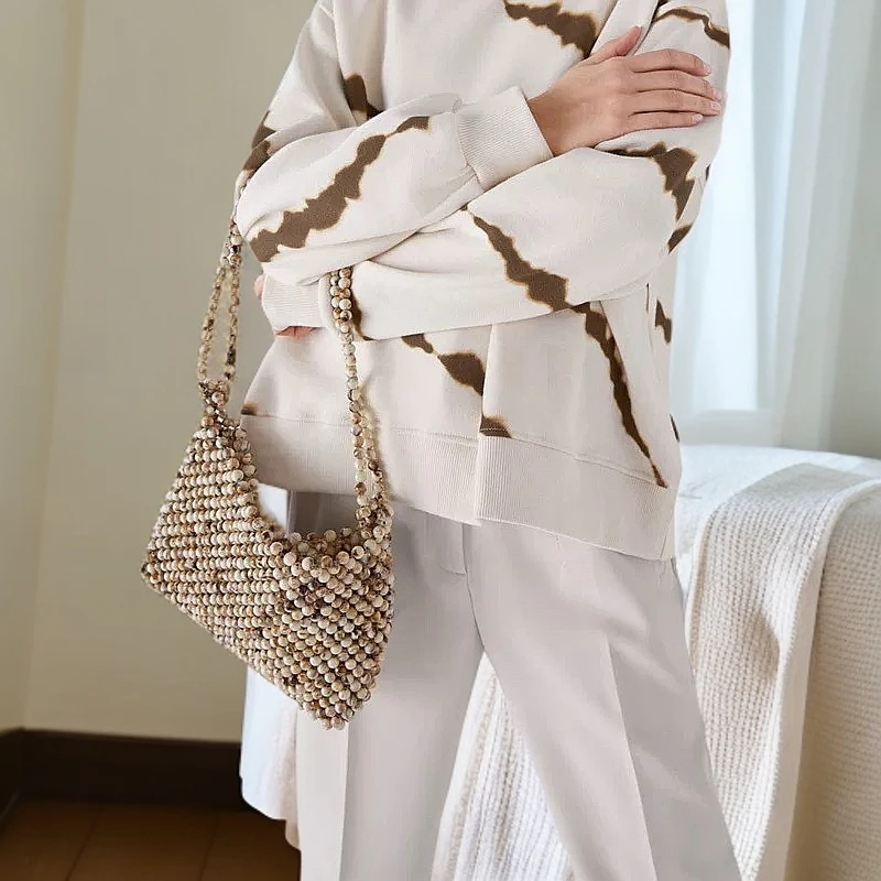 特价秒杀纯手工编织韩国新款ins流行复古串珠信封款单间手提包