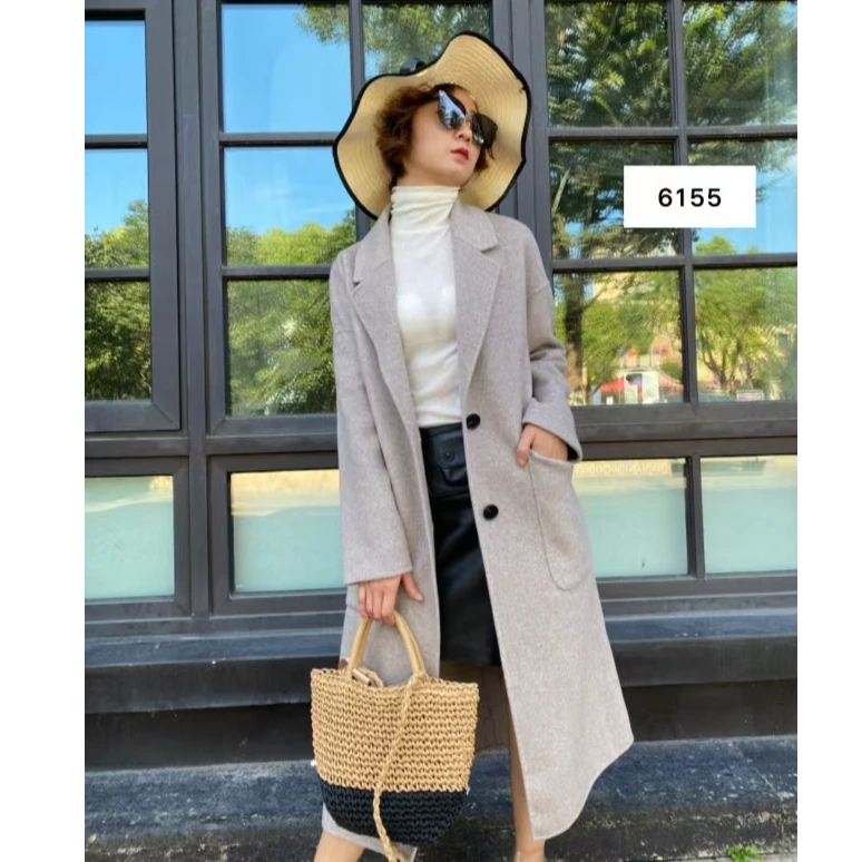 秋冬女毛呢外套大衣百搭气质6155