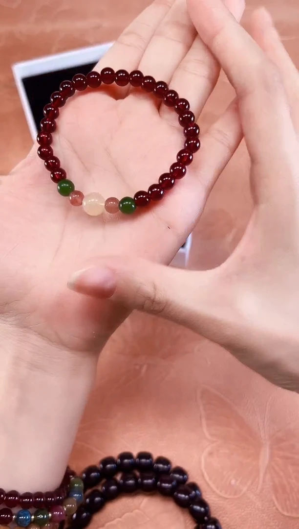 石榴石紫红顶色文玩精美单圈手串MK983