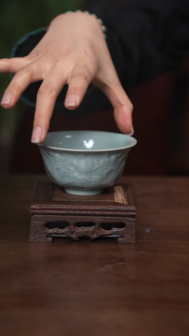 【闪购商品】清凉寺原产地仿古釉手工汝瓷小号龙纹碗