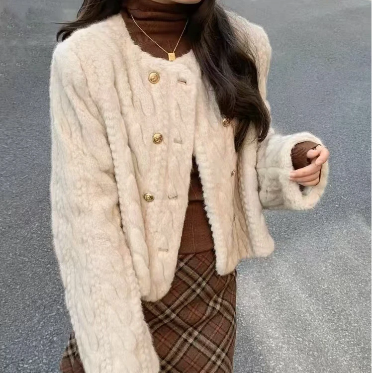 仿兔毛宽松外穿小香风毛毛外套秋冬上衣女时尚百搭韩版