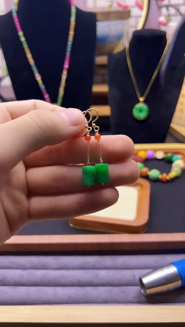 【闪购商品】翡翠耳饰14K金镶嵌E235