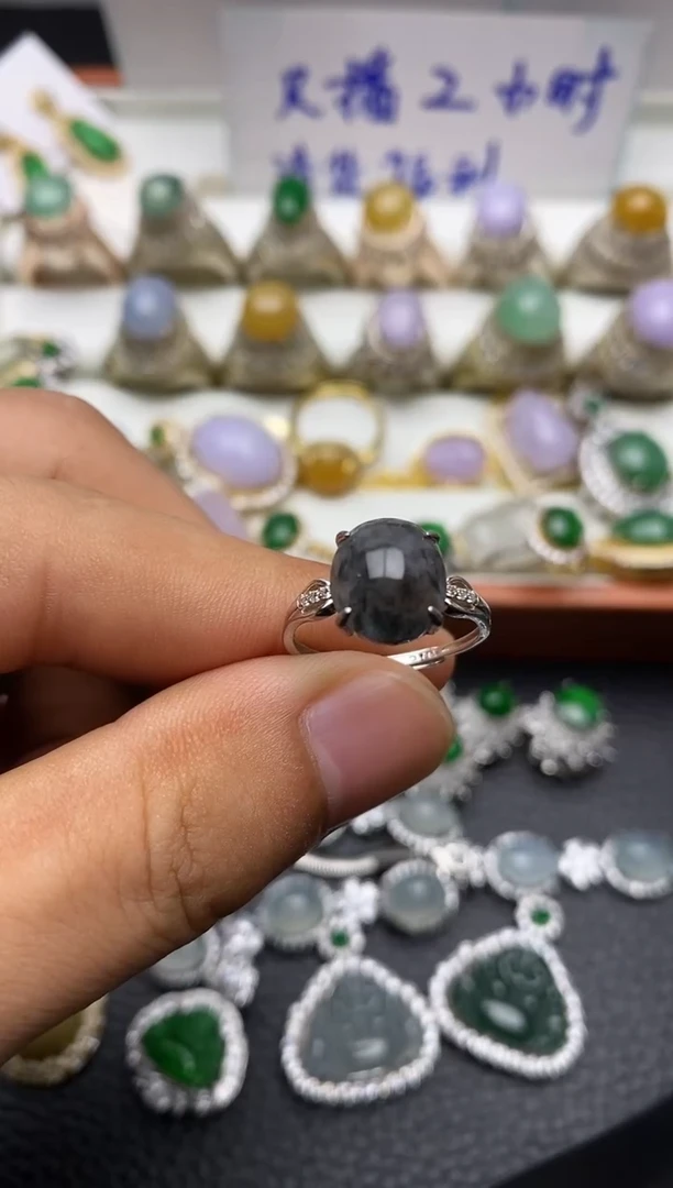 银S925镶嵌戒指翡翠/0003