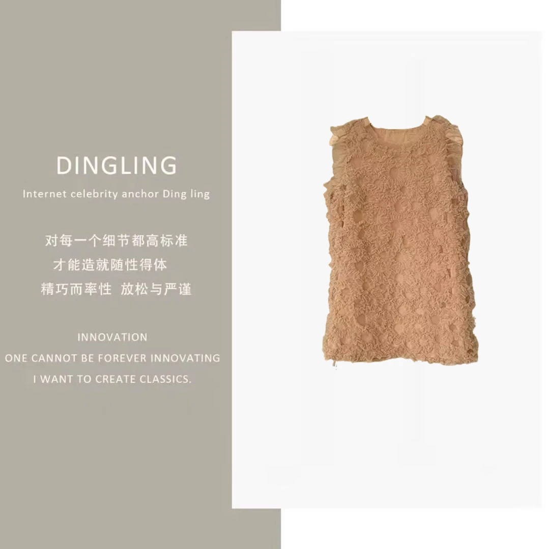 【四季青丁玲轻奢】夏季气质时尚小飞袖网纱蓬蓬连衣裙  H0363