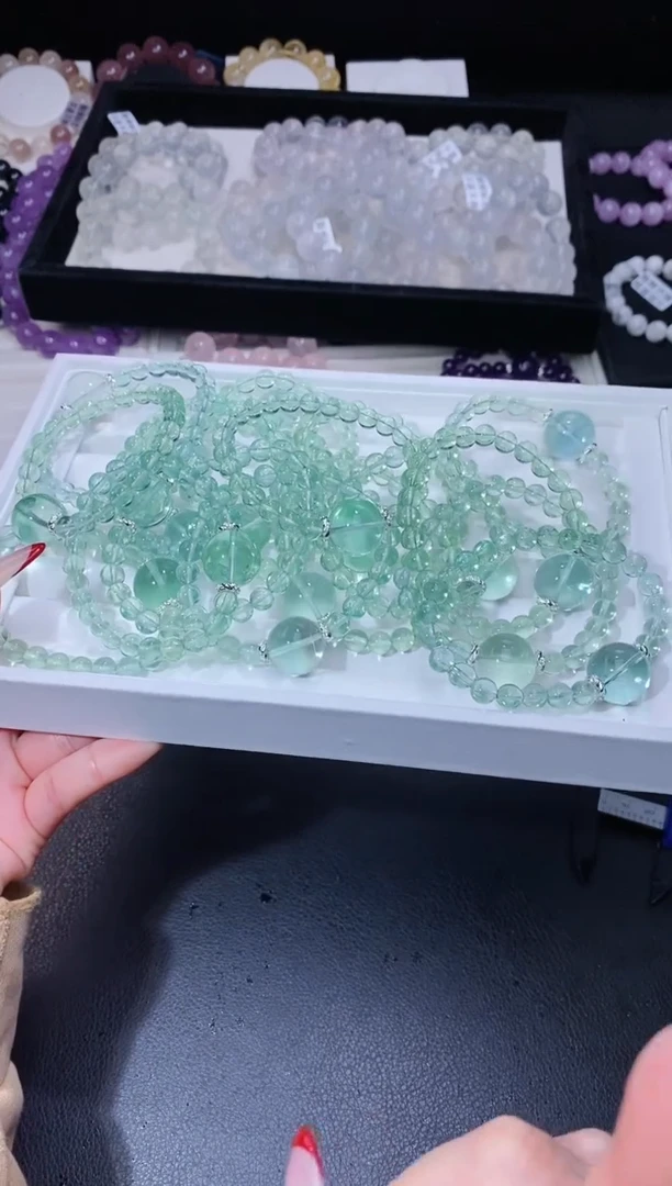 【闪购商品】萤石手链合金113.19大青梅萤石手串 多样性发其一