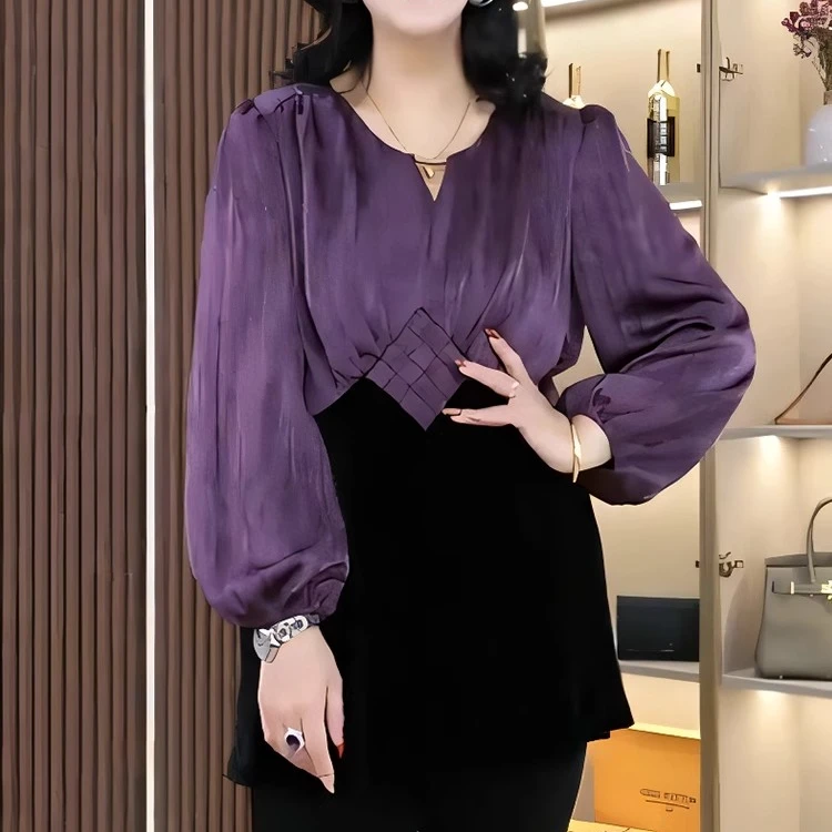 【直播间爆款】大码女装胖妹妹秋季雪纺复古盘扣中国风宽松衬衫上衣