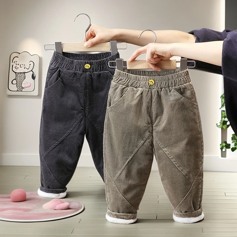 儿童棉裤冬季夹棉加绒加厚灯芯绒裤子男童冬宝宝保暖冬装洋气长裤