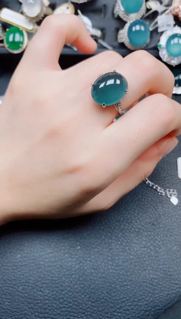 银S925镶嵌戒指翡翠翡翠