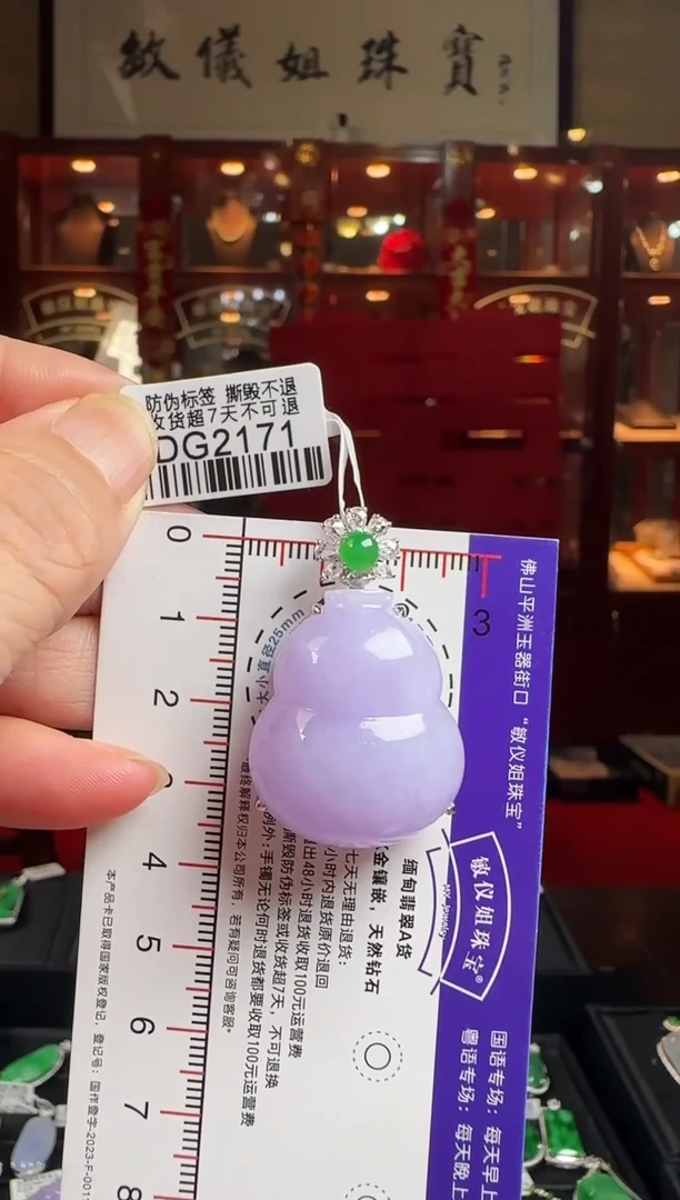 翡翠18K金镶嵌颈饰DG2171紫葫芦