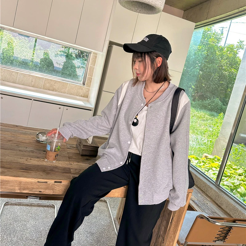 【春上新】胖mm显瘦撞色棒球夹克外套加大码女装200斤_8697-YK2