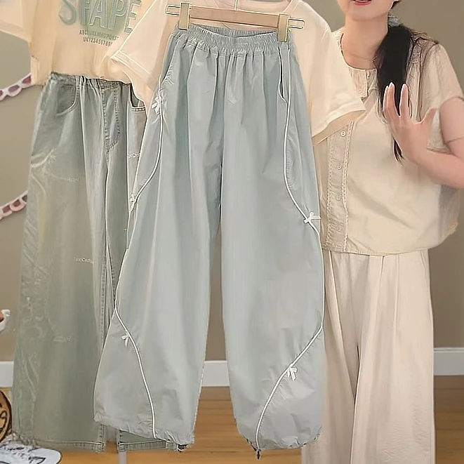 女童休闲裤夏款2025新款儿童夏季宽松直筒裤中大童初中生休闲裤子