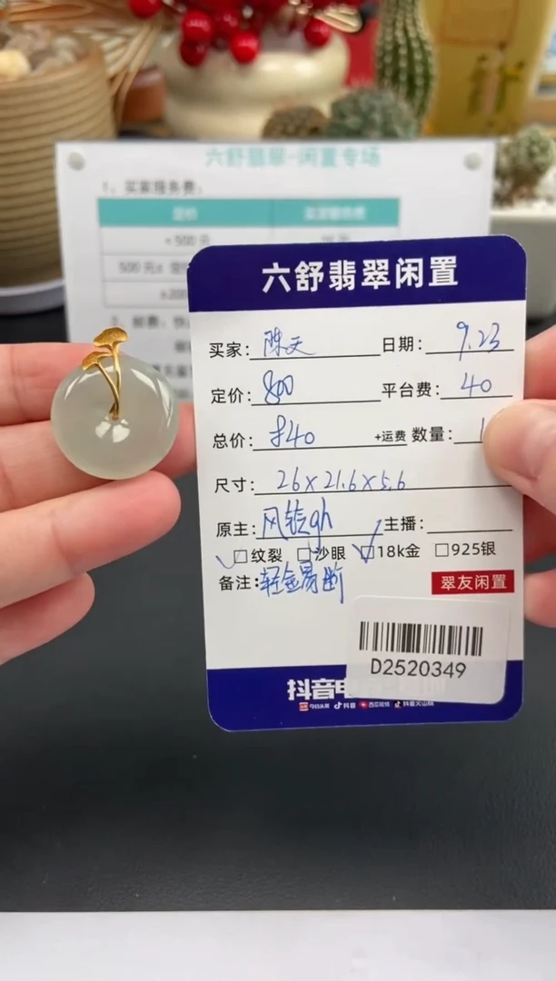 颈饰18K金镶嵌翡翠陈****觉D2520349