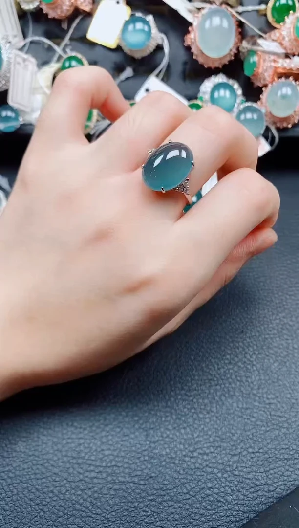 银S925镶嵌戒指翡翠翡翠